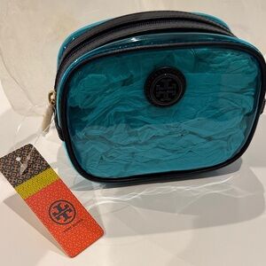 Tory Burch Turquoise and Black Cosmetic Bag